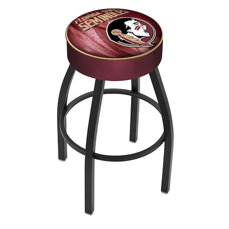 Holland Bar Stool Co 30" Florida State Head Cushion Seat, Blk Wrinkle Base Swivel Bar Stool L8B130FSU-HD-D2